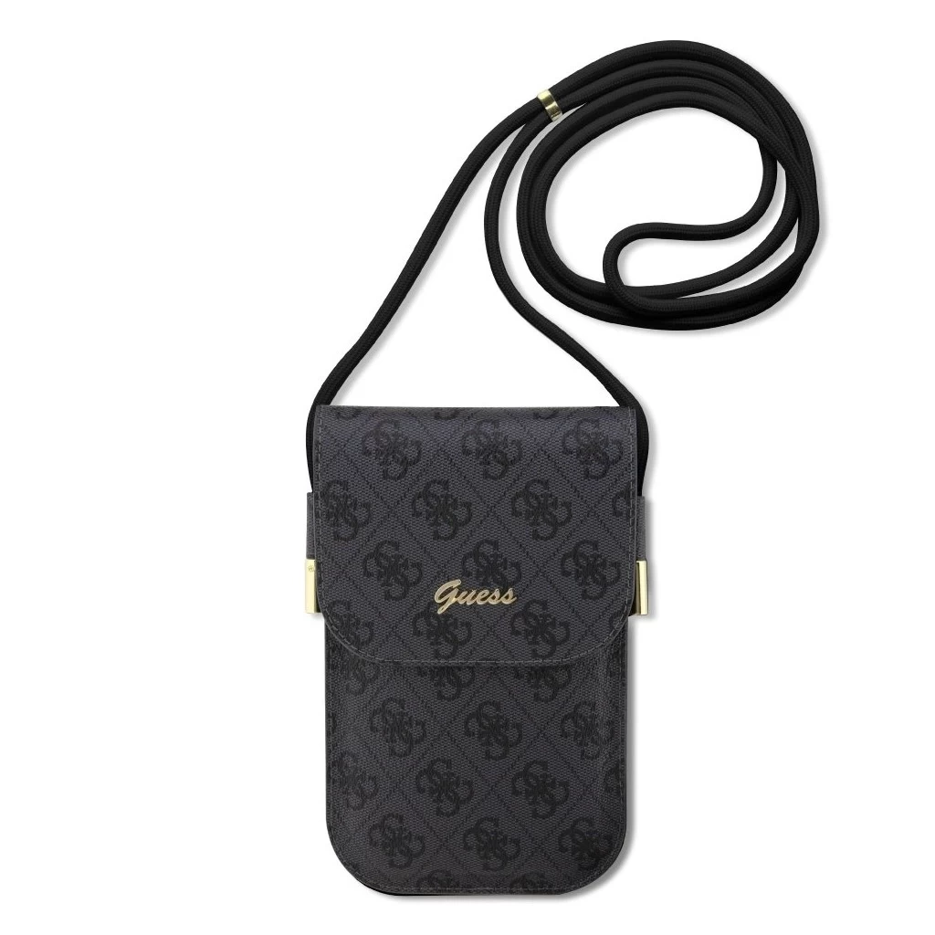 Guess PU 4G Metal Logo Script telefon táska fekete (Sérült csomagolás)