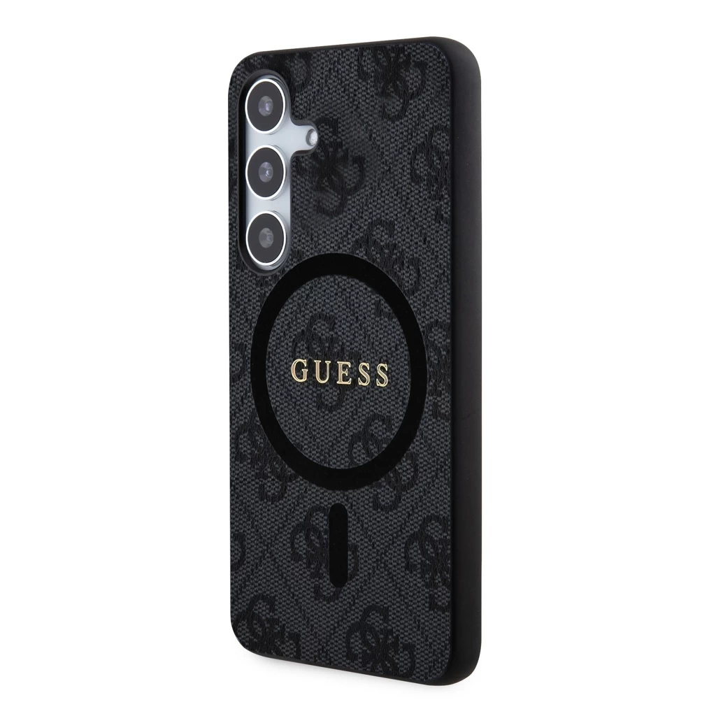 Guess PU Leather 4G Colored Ring MagSafe tok Samsung Galaxy S24 készülékhez fekete