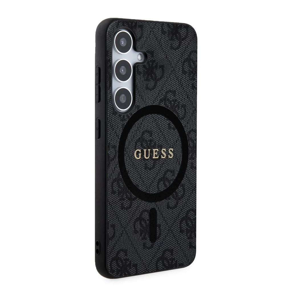 Guess PU Leather 4G Colored Ring MagSafe tok Samsung Galaxy S24 készülékhez fekete