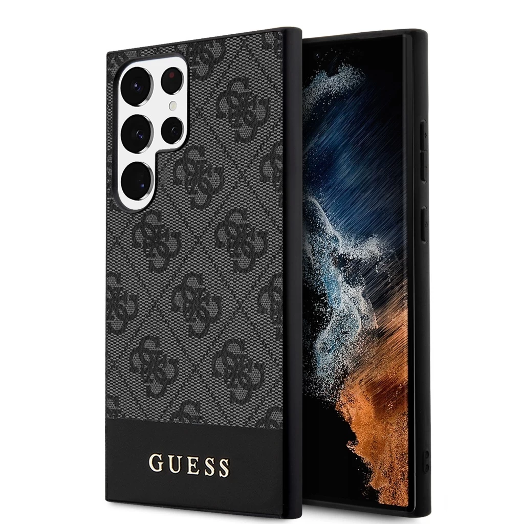 Guess PU 4G Stripe tok Samsung Galaxy S24 Ultra készülékhez szürke