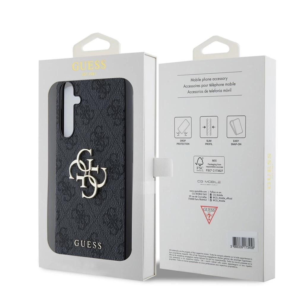 Guess PU 4G Metal Logo tok Samsung Galaxy A55 5G készülékhez szürke