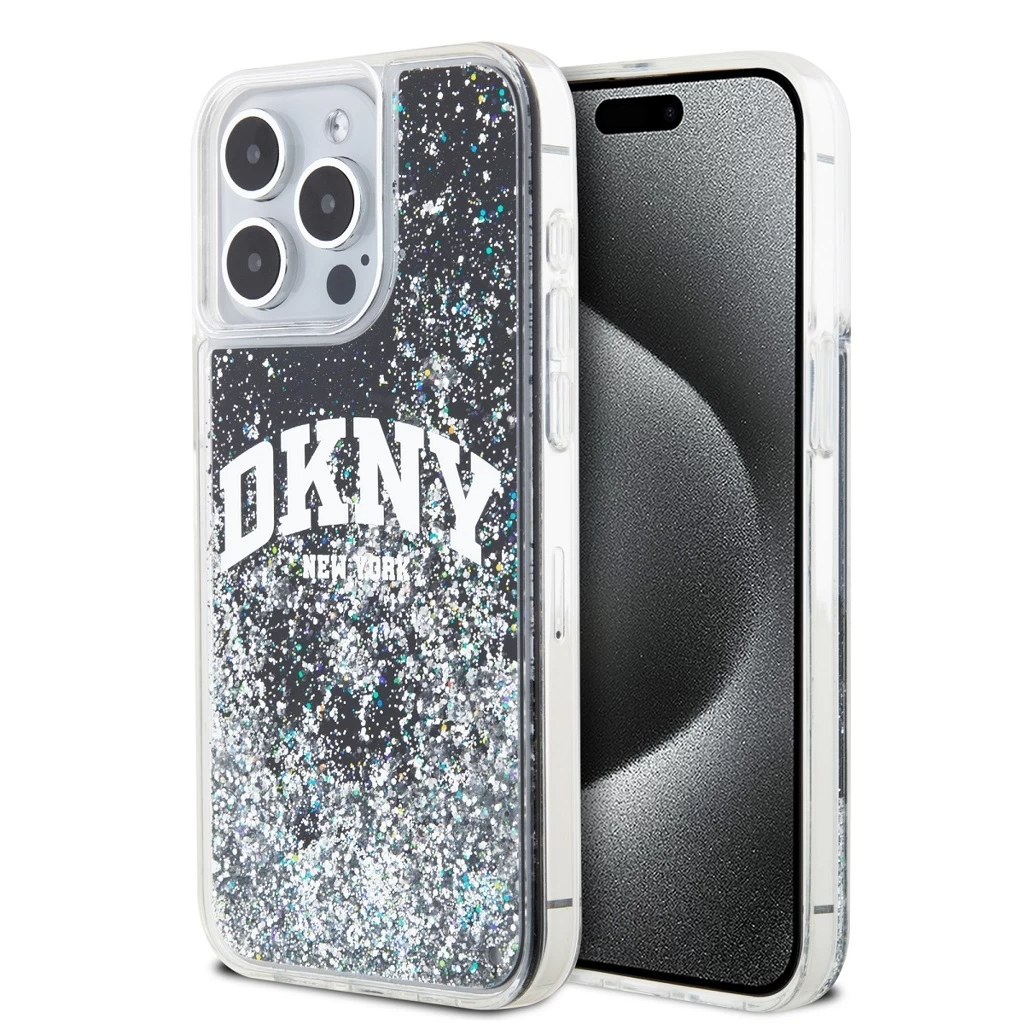 DKNY Liquid Glitter Arch Logo tok iPhone 12/12 Pro készülékhez fekete