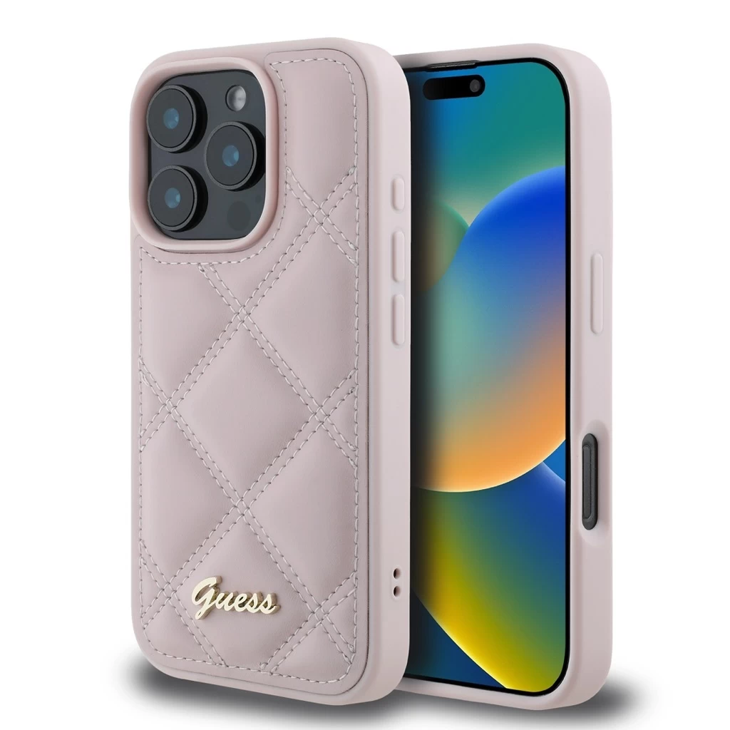 Guess PU bőr Quilted tok iPhone 16 Pro Max készülékhez rózsaszín