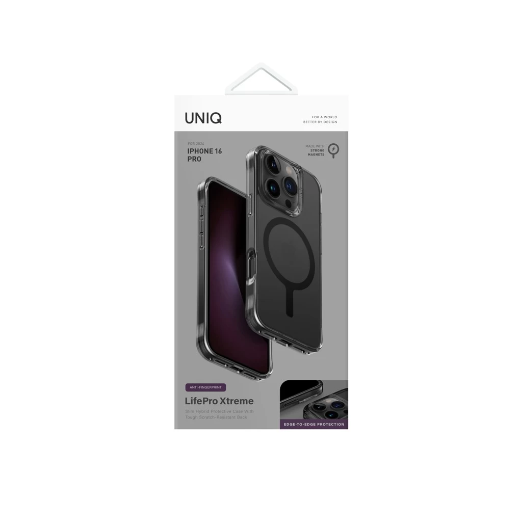 UNIQ Hybrid MagClick Charging Lifepro Xtreme AF tok Apple Iphone 16 Pro készülékhez – frost smoke