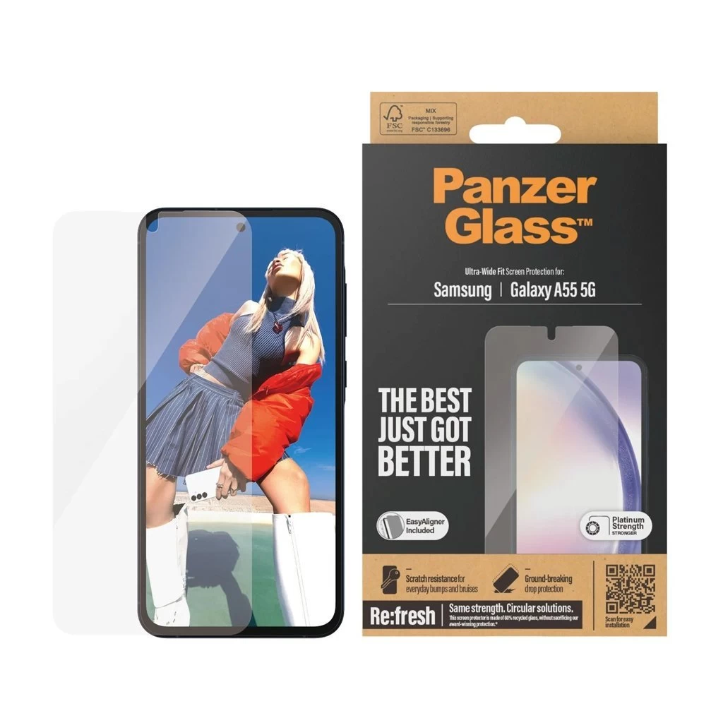 PanzerGlass Tempered Glass UWF kijelzővédő Samsung Galaxy A55 készülékhez átlátszó