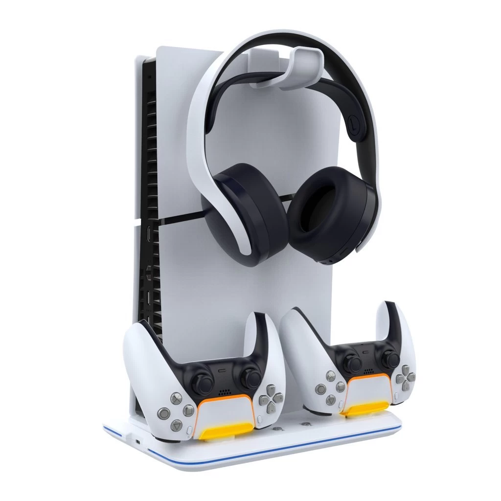 iPega P5S020W multifunkciós töltőállvány hűtéssel PS5 Slim készülékhez fehér