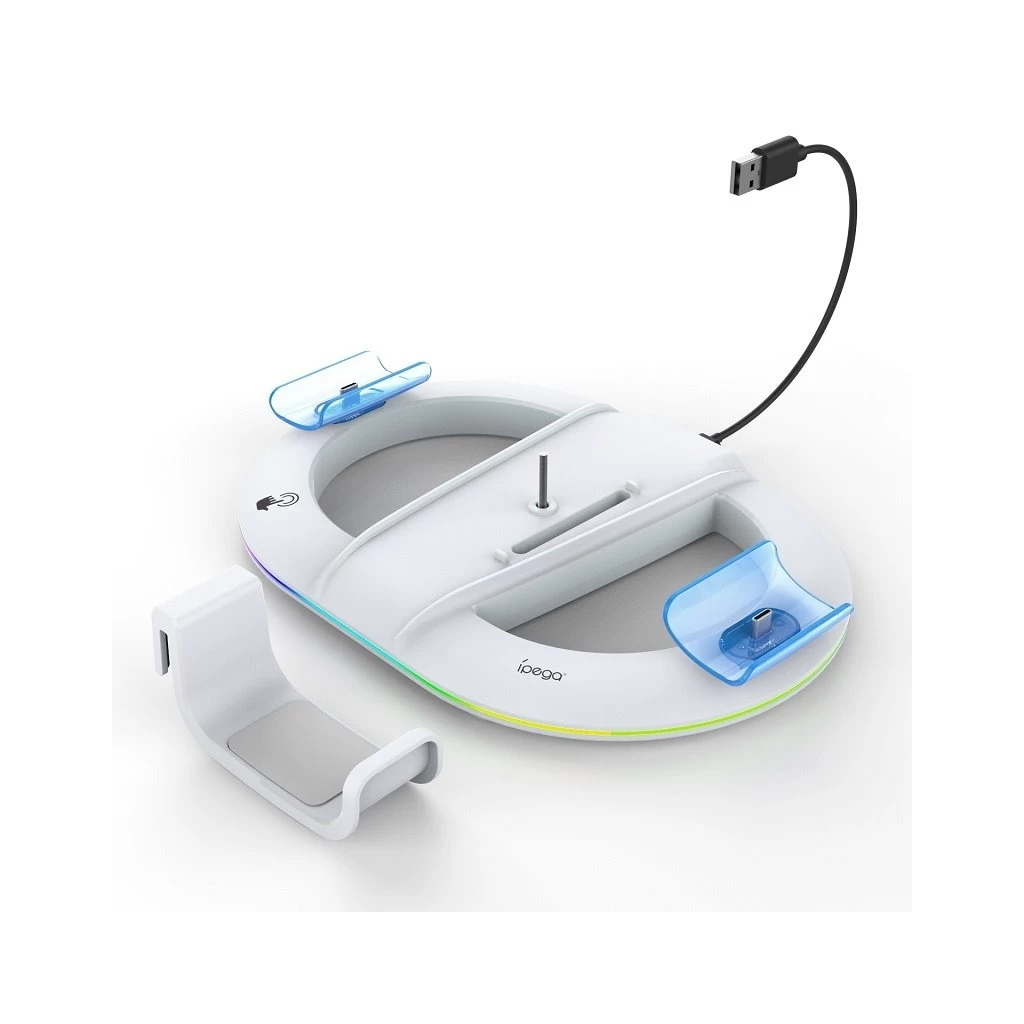 iPega P5S045 függőleges töltőállvány RGB világítással PS5 Slim/PS5 Pro készülékhez fehér (Damage Package)