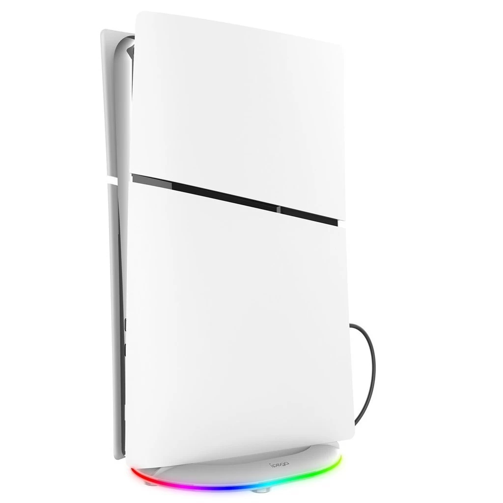 iPega P5S035SA függőleges állvány (2xUSB-A) RGB-vel PS5 Slim/PS5 Pro készülékhez fehér