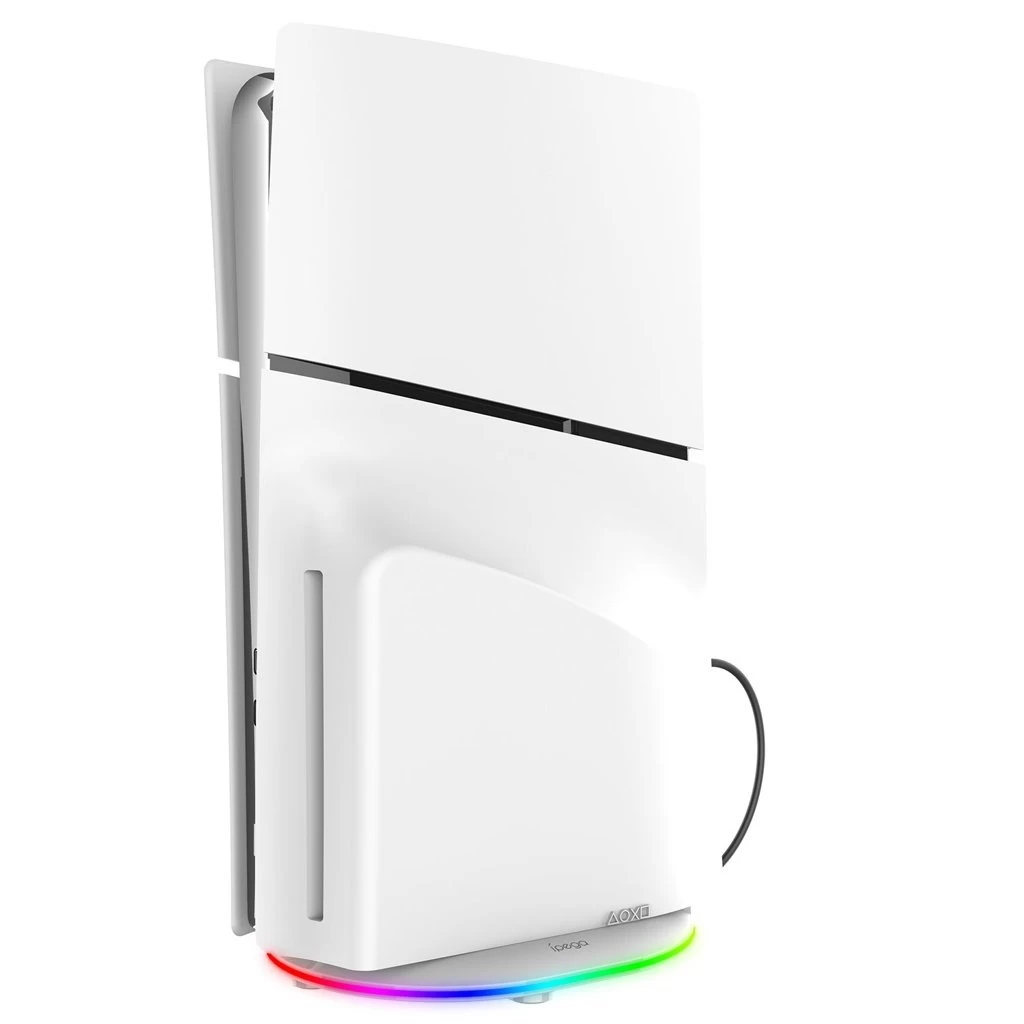 iPega P5S035SA függőleges állvány (2xUSB-A) RGB-vel PS5 Slim/PS5 Pro készülékhez fehér