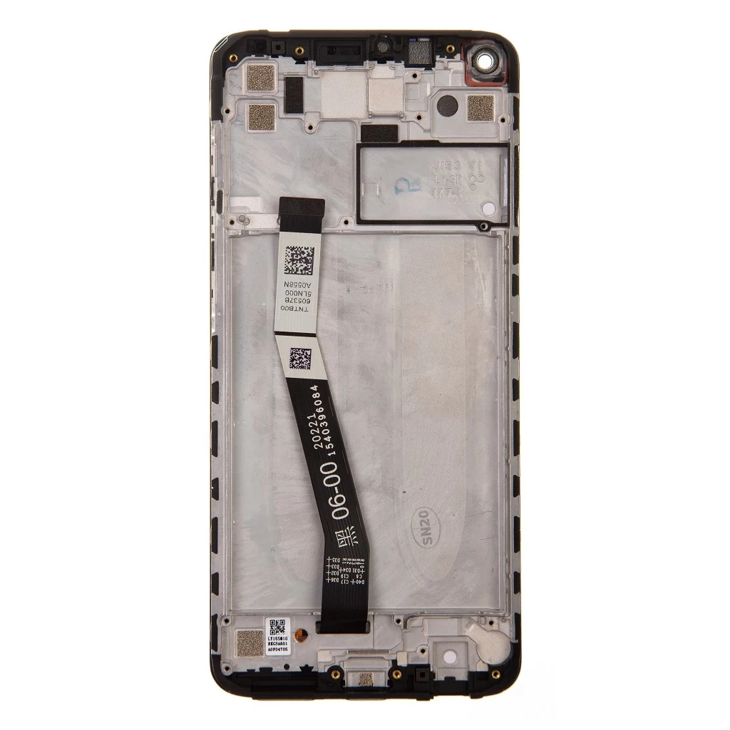 LCD kijelző + érintőegység + előtok Xiaomi Redmi Note 9 készülékhez, éjféli szürke (Service Pack)