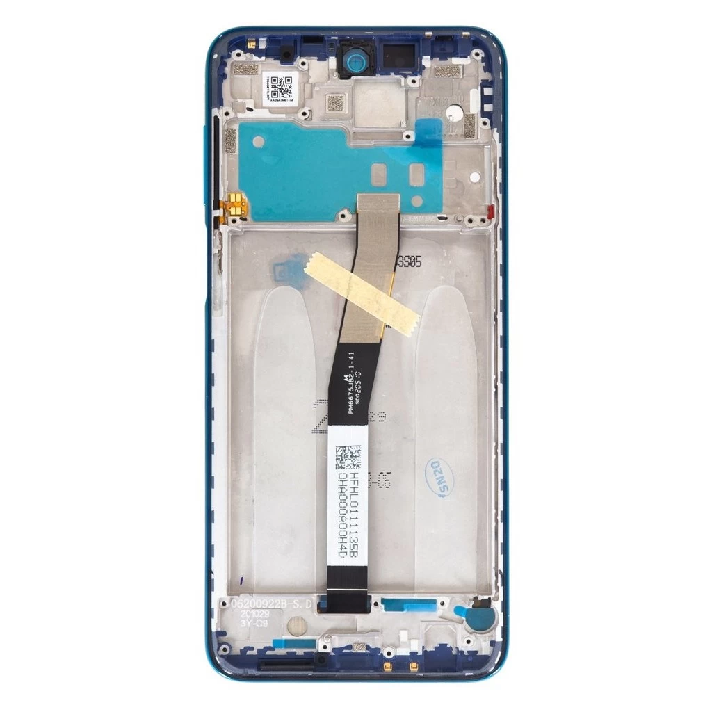 LCD kijelző + érintő egység + elülső üveg a Xiaomi Redmi Note 9 Pro készülékhez (Service Pack) kék