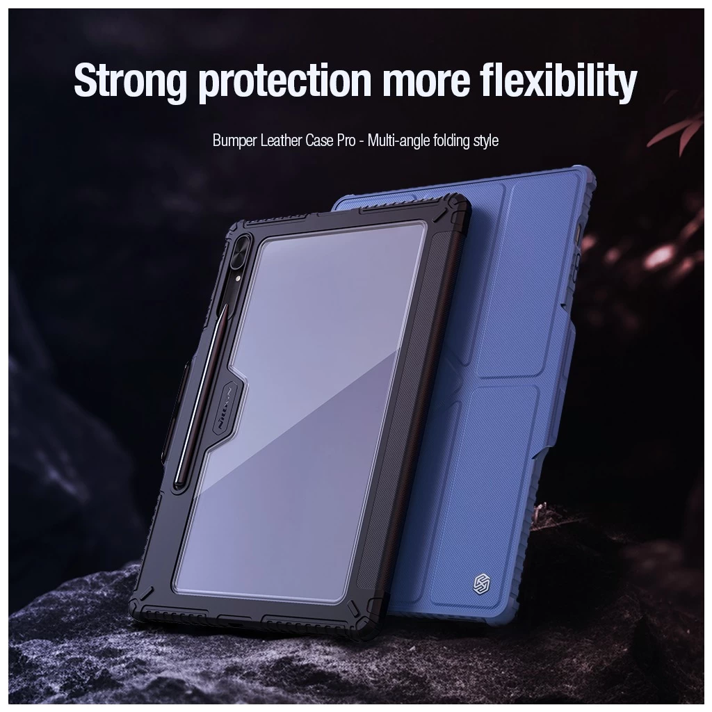 Nillkin Bumper PRO védő állványos tok Samsung Galaxy Tab S9 Ultra/S10 Ultra készülékhez, több szögben állítható, fekete