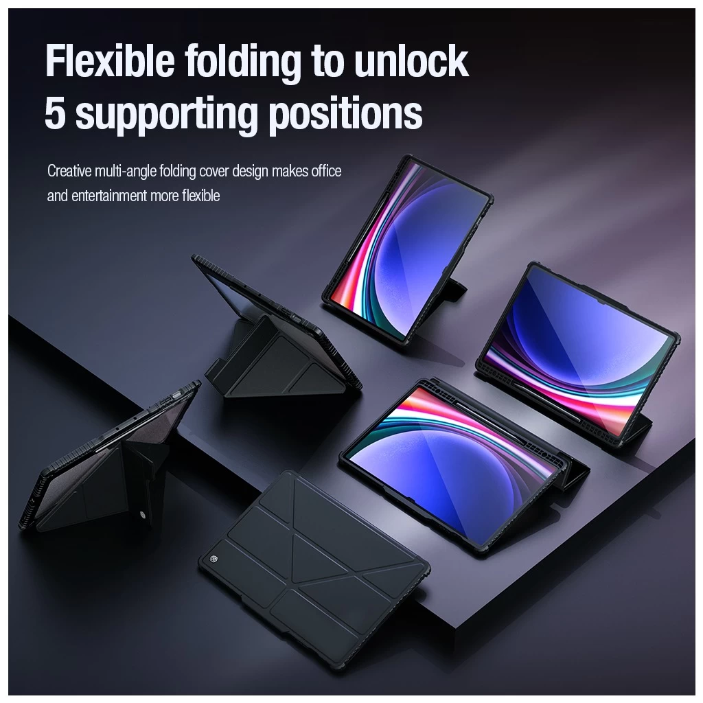 Nillkin Bumper PRO védő állványos tok Samsung Galaxy Tab S9 Ultra/S10 Ultra készülékhez, több szögben állítható, fekete