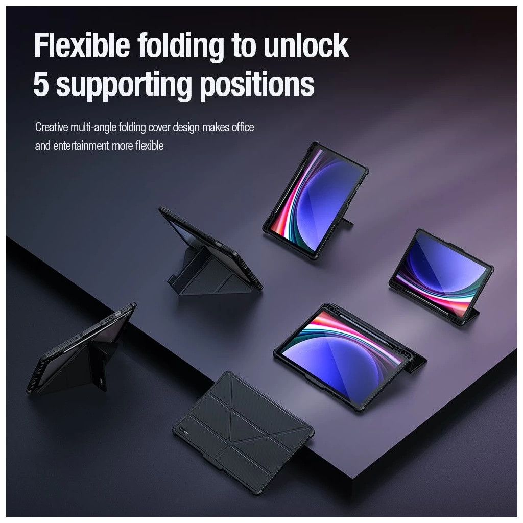 Nillkin Bumper PRO védőállványos, többszögű tok Samsung Galaxy Tab S9/S10 FE készülékhez fekete