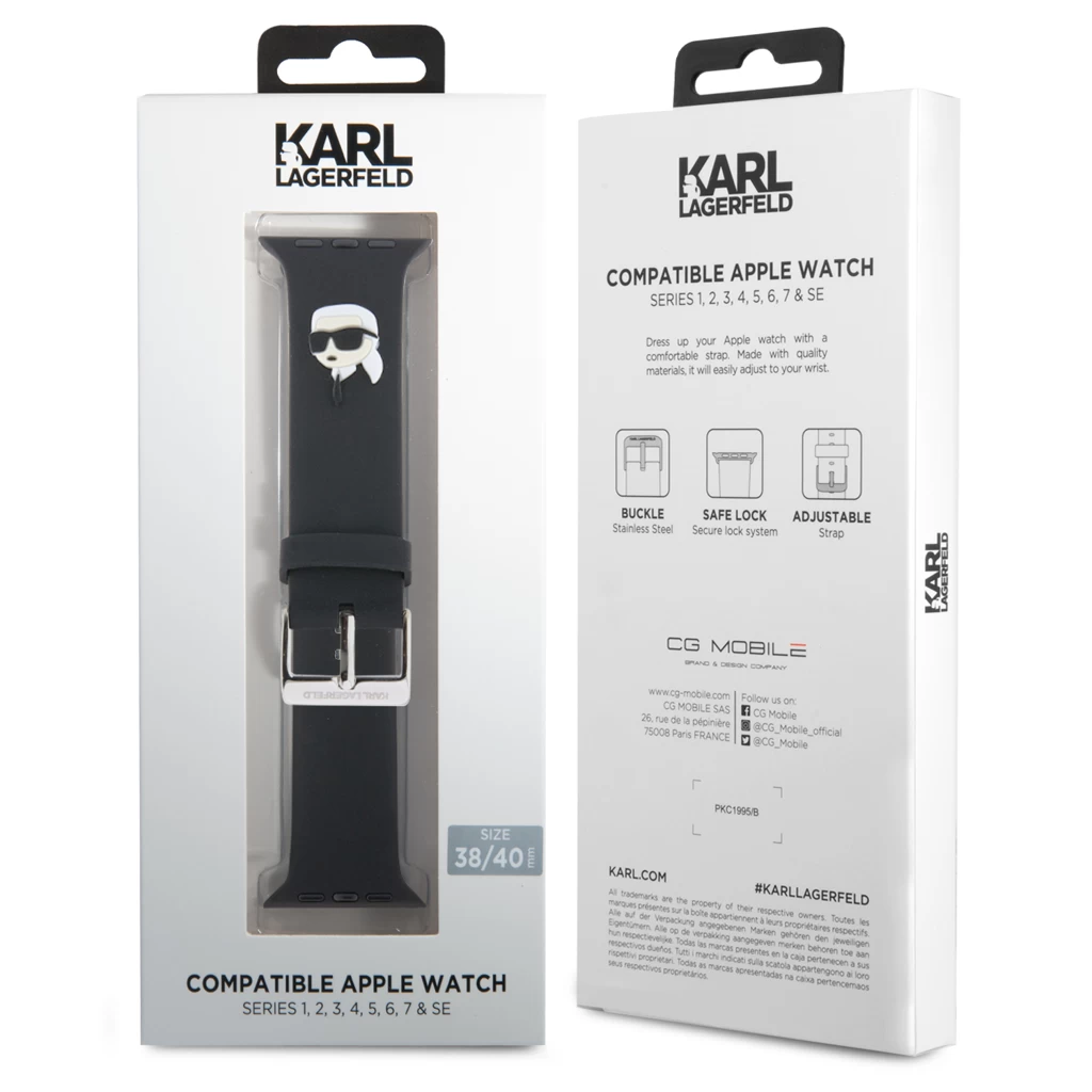 Karl Lagerfeld Karl Head NFT Óra Szíj for Apple Watch 38/40/41 készülékhez fekete