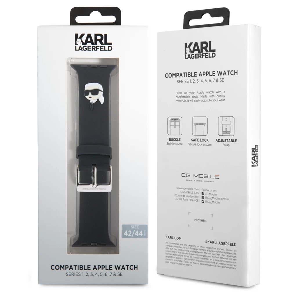 Karl Lagerfeld Karl Head NFT óraszíj Apple Watch készülékhez 42/44/45/46/49 fekete