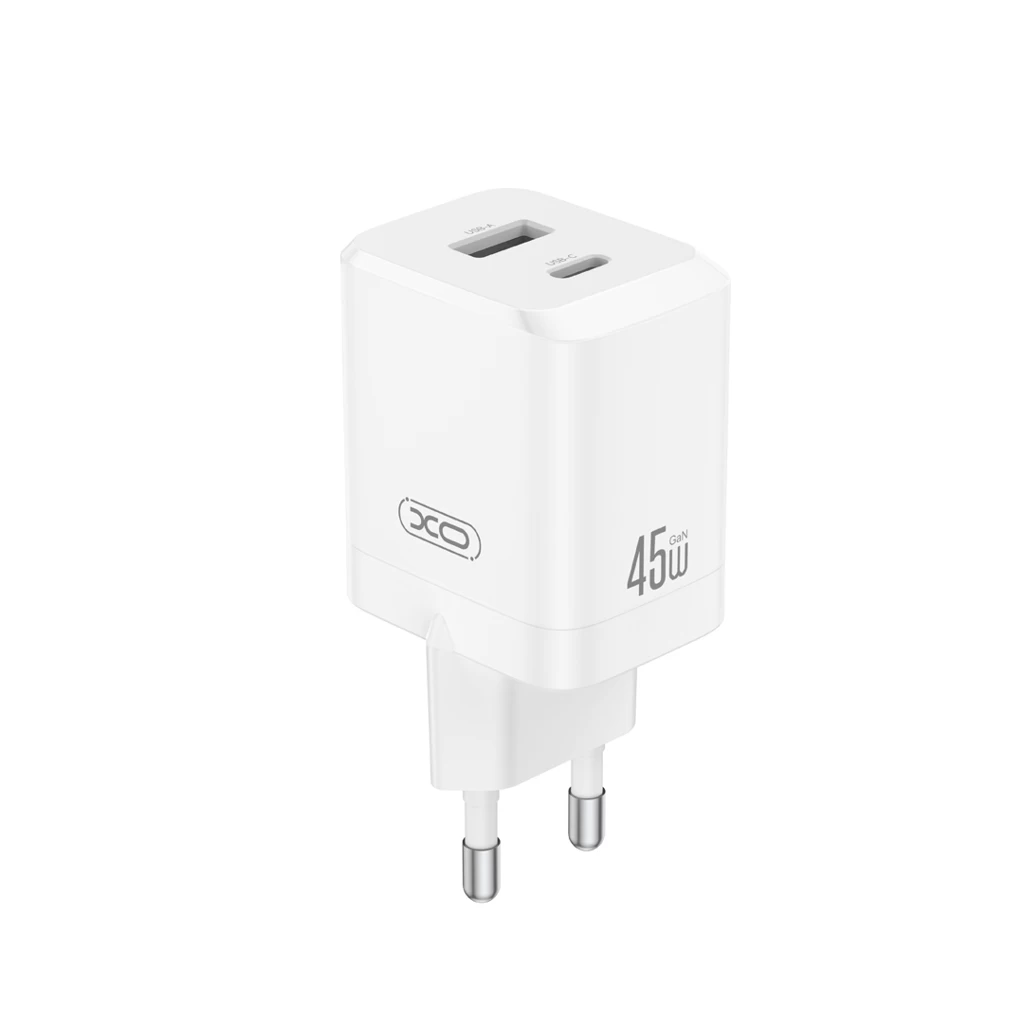 XO CE36 Fehér Hálózati Töltő PD45W 1*USB-A / 1*USB-C