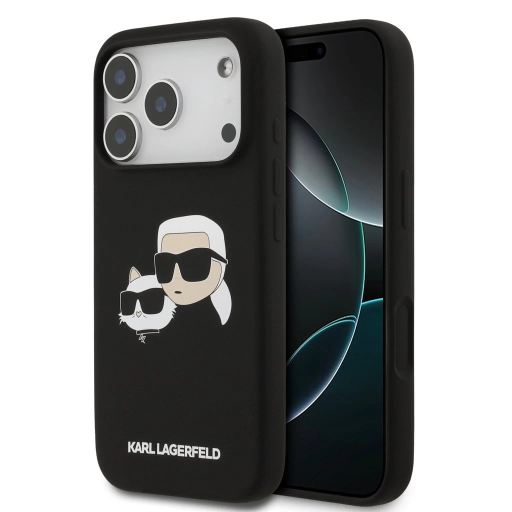 Karl Lagerfeld Liquid Silicone Double Heads MagSafe tok iPhone 17 Pro készülékhez fekete