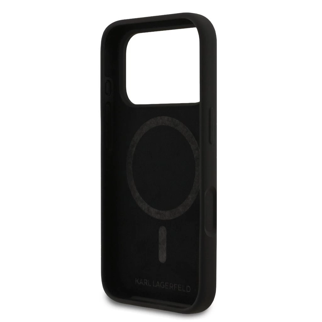 Karl Lagerfeld Liquid Silicone Double Heads MagSafe tok iPhone 17 Pro készülékhez fekete