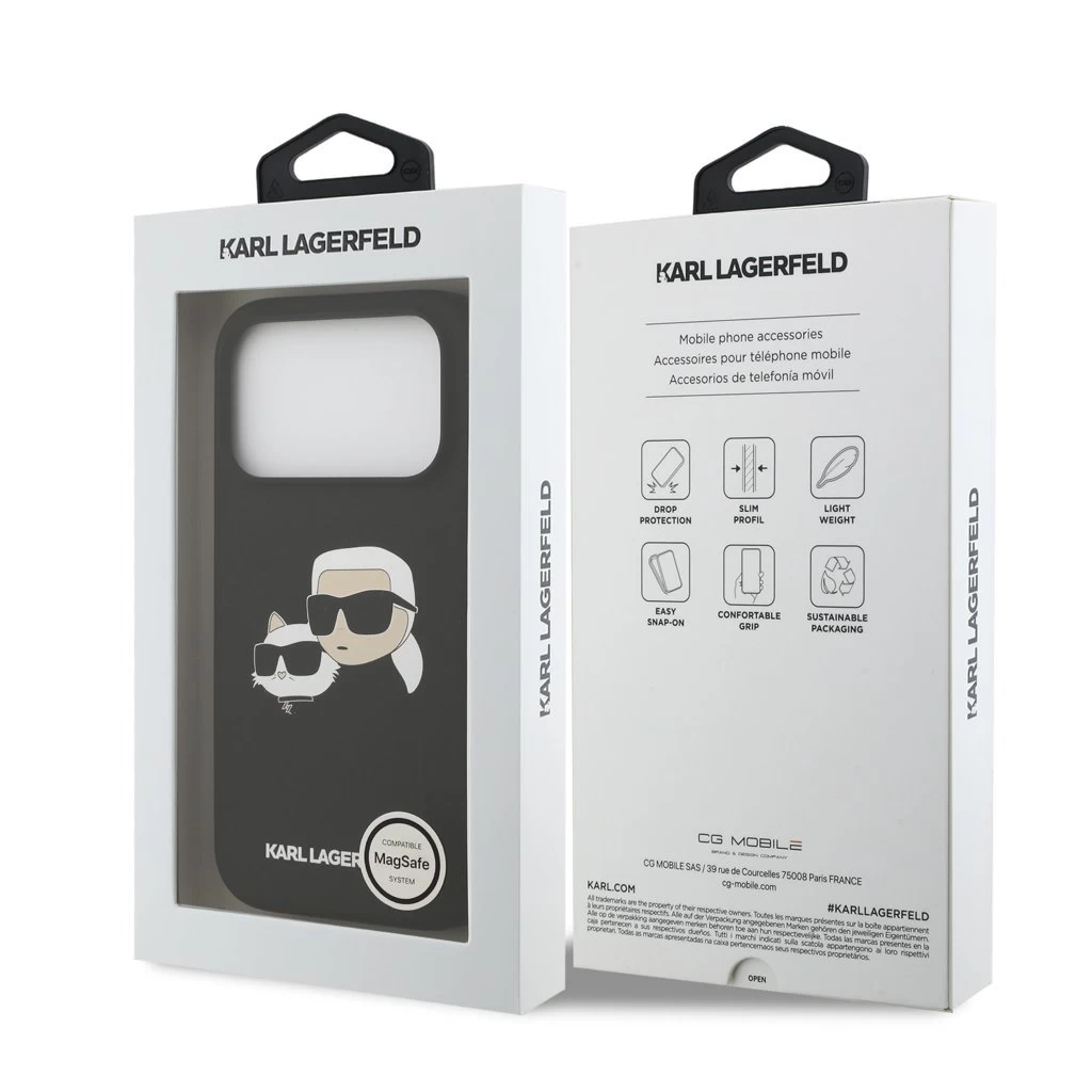 Karl Lagerfeld Liquid Silicone Double Heads MagSafe tok iPhone 17 Pro készülékhez fekete