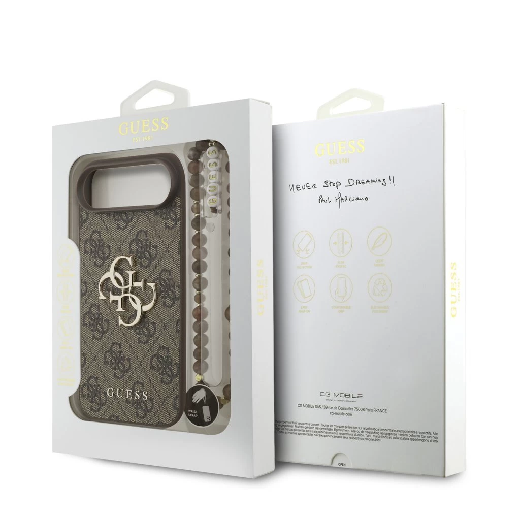 Guess PU 4G Metal Logo Strap tok iPhone 17 Air készülékhez barna