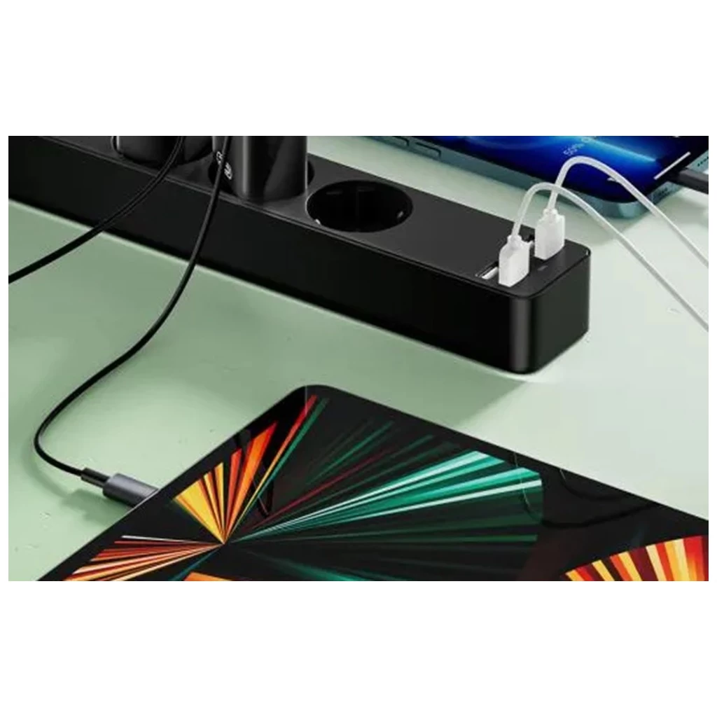 XO WL10 3-as elosztó 4*USB-A csatlakozóval 1.8M fekete