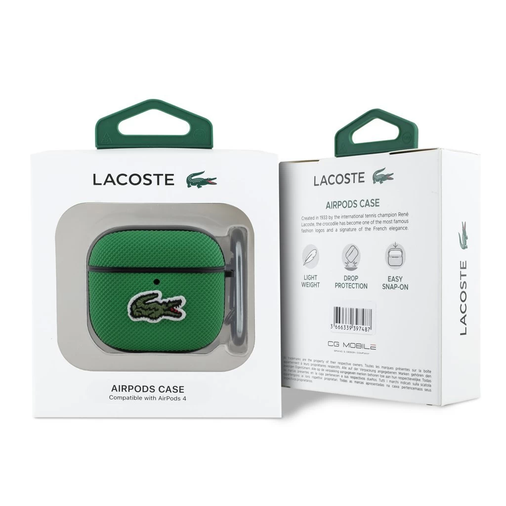 Lacoste Petit Pique Croc Logo Patch tok AirPods 4 készülékhez zöld