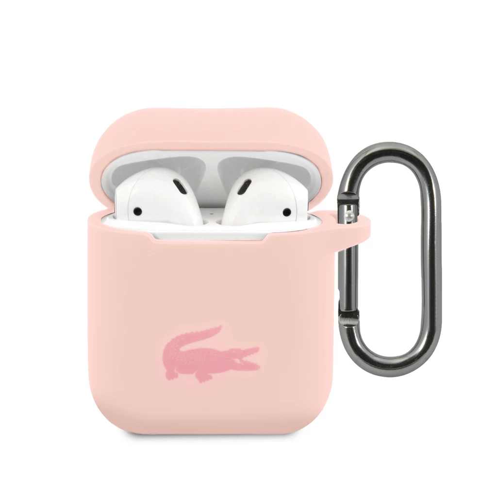 Lacoste Liquid Silicone Glossy Printing Logo tok Airpods 1/2 készülékhez rózsaszín