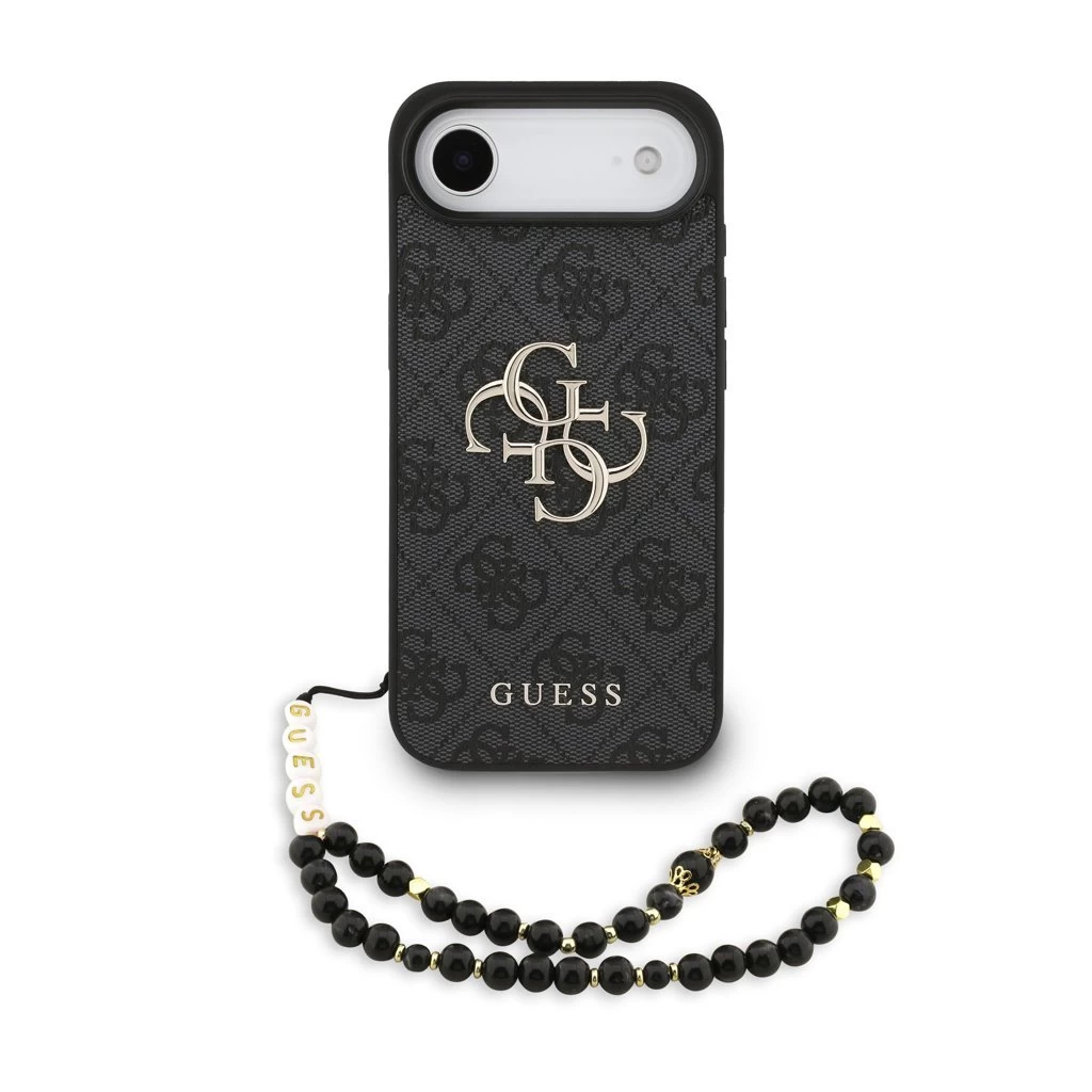 Guess PU 4G Metal Logo Strap hátsó tok iPhone 17 Air készülékhez fekete
