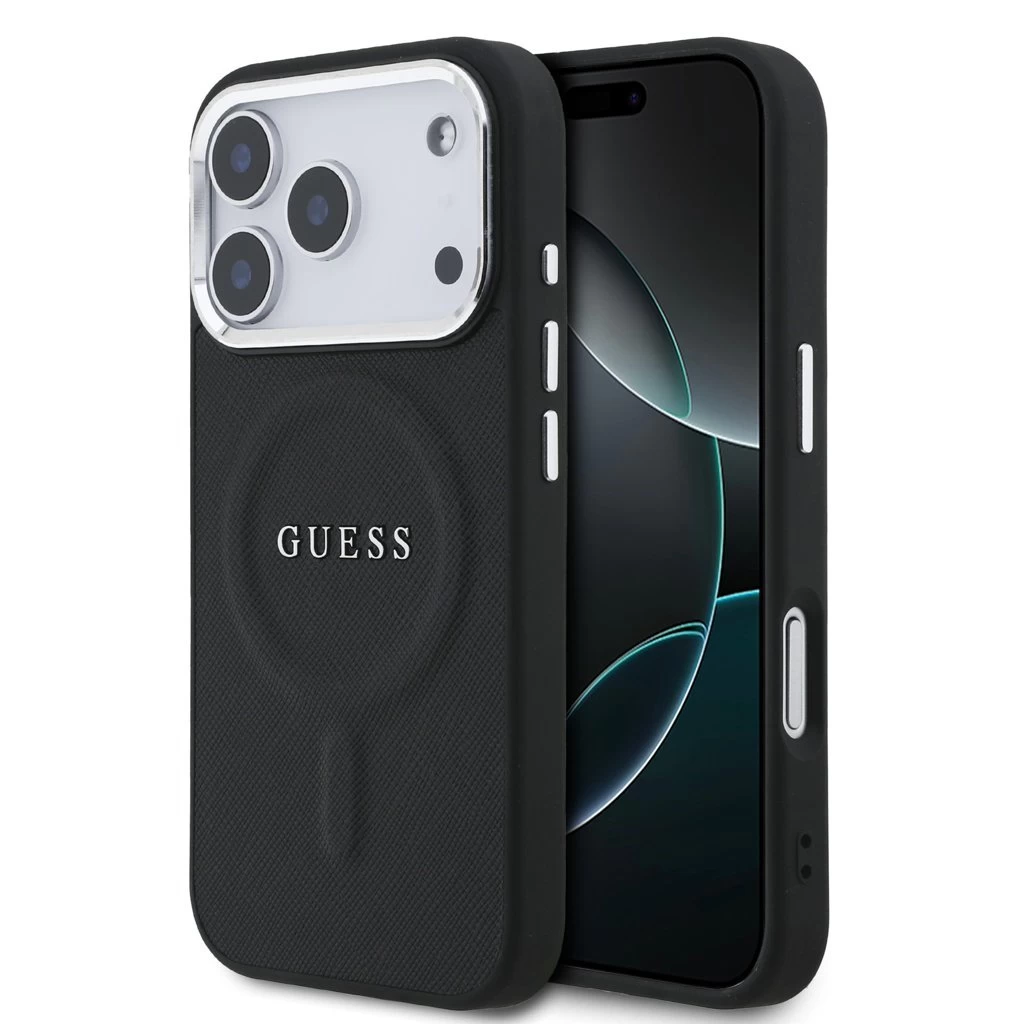 Guess PU Saffiano MagSafe hátsó tok iPhone 17 Pro készülékhez fekete