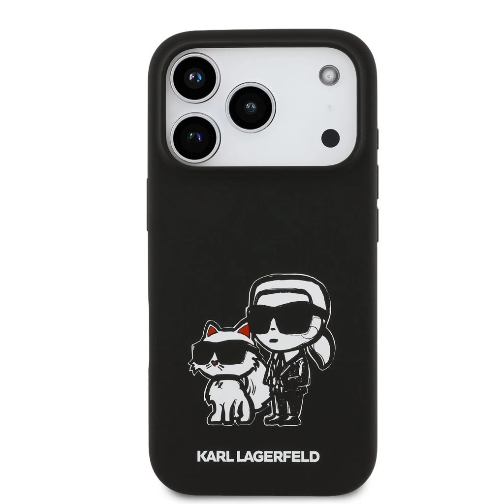 Karl Lagerfeld Liquid Silicone K&CH Sketch MagSafe hátsó tok iPhone 17 Pro készülékhez fekete