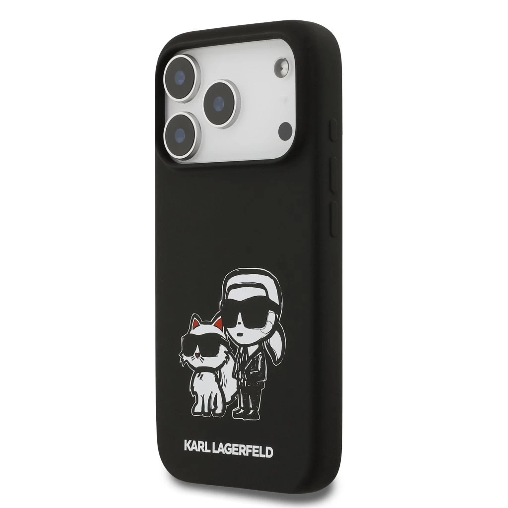 Karl Lagerfeld Liquid Silicone K&CH Sketch MagSafe hátsó tok iPhone 17 Pro készülékhez fekete