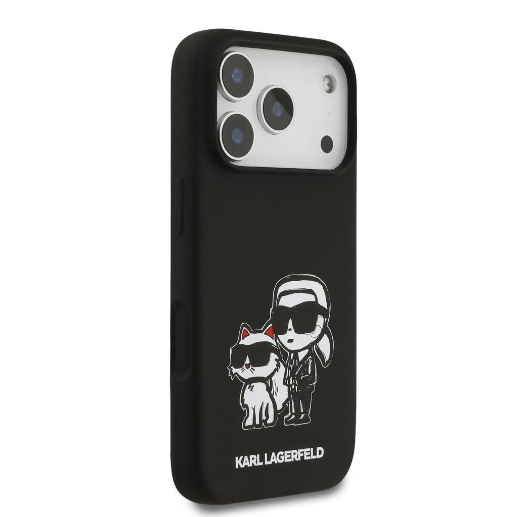 Karl Lagerfeld Liquid Silicone K&CH Sketch MagSafe hátsó tok iPhone 17 Pro készülékhez fekete