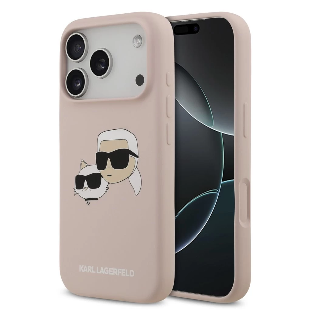 Karl Lagerfeld Liquid Silicone Double Heads MagSafe hátsó tok iPhone 17 Pro készülékhez rózsaszín