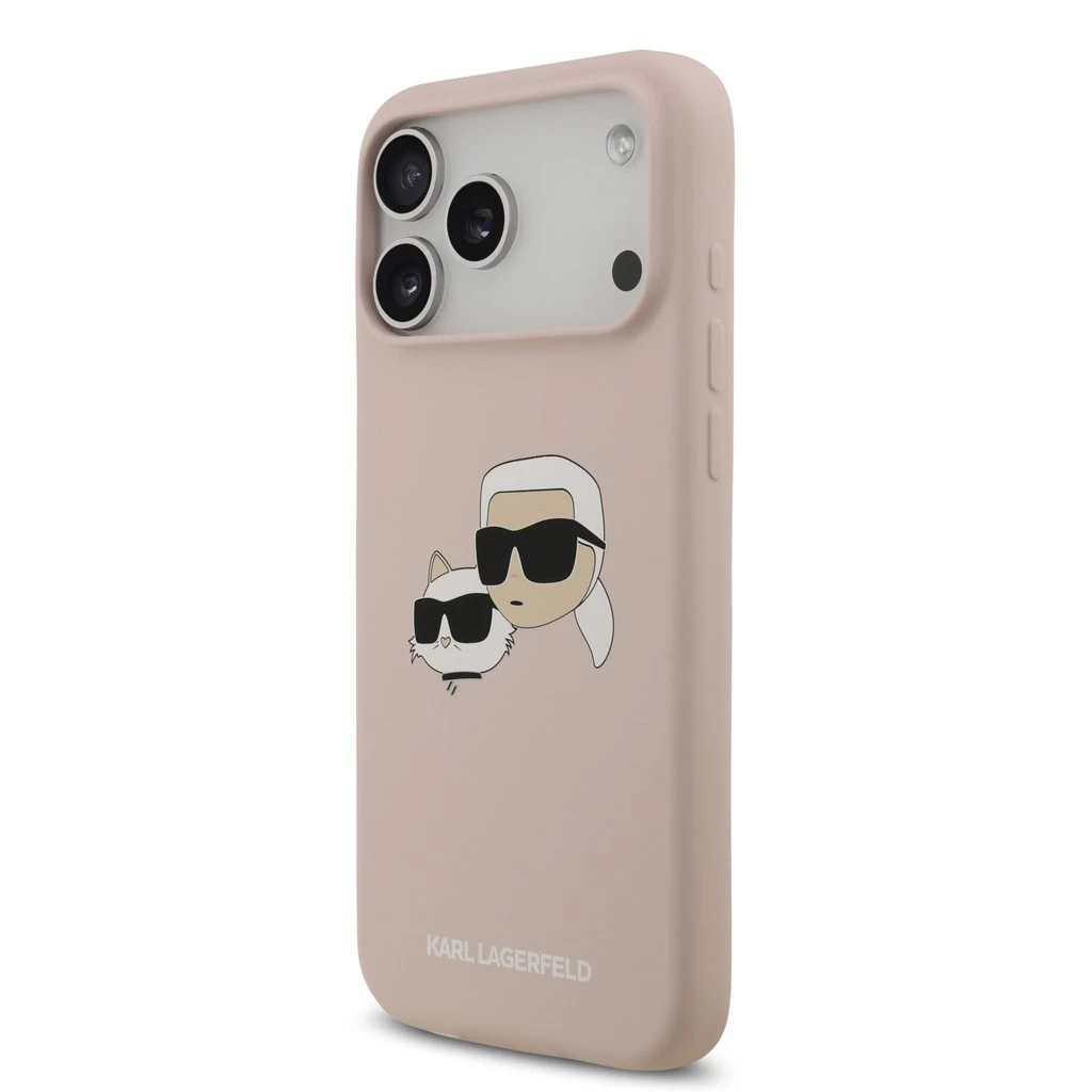 Karl Lagerfeld Liquid Silicone Double Heads MagSafe hátsó tok iPhone 17 Pro Max készülékhez rózsaszín