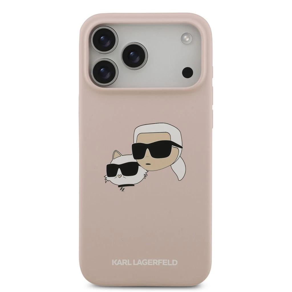 Karl Lagerfeld Liquid Silicone Double Heads MagSafe hátsó tok iPhone 17 Pro Max készülékhez rózsaszín