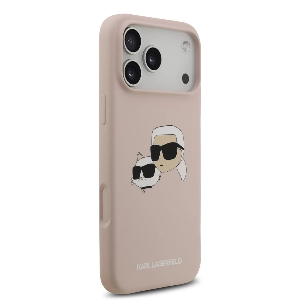 Karl Lagerfeld Liquid Silicone Double Heads MagSafe hátsó tok iPhone 17 Pro Max készülékhez rózsaszín