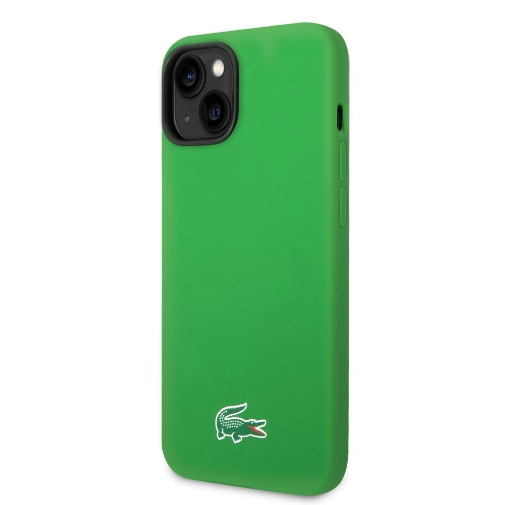Lacoste Liquid Silicone Microfiber Croc Logo MagSafe hátsó tok iPhone 13/14/15 készülékhez zöld