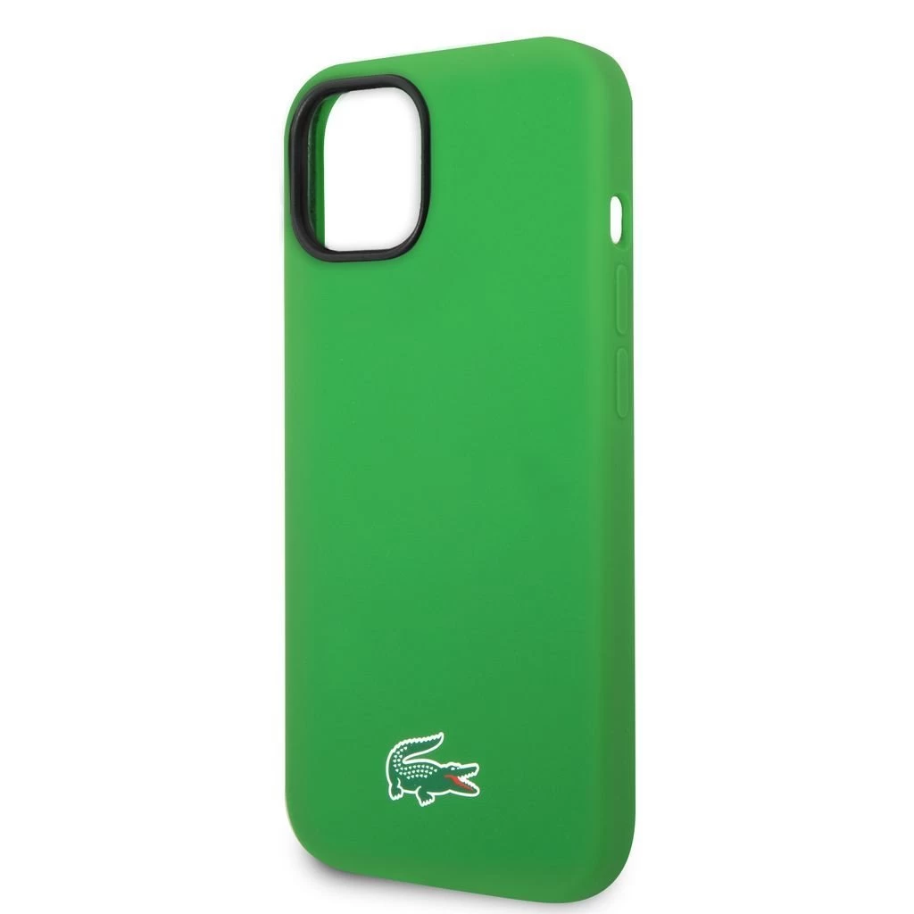 Lacoste Liquid Silicone Microfiber Croc Logo MagSafe hátsó tok iPhone 13/14/15 készülékhez zöld