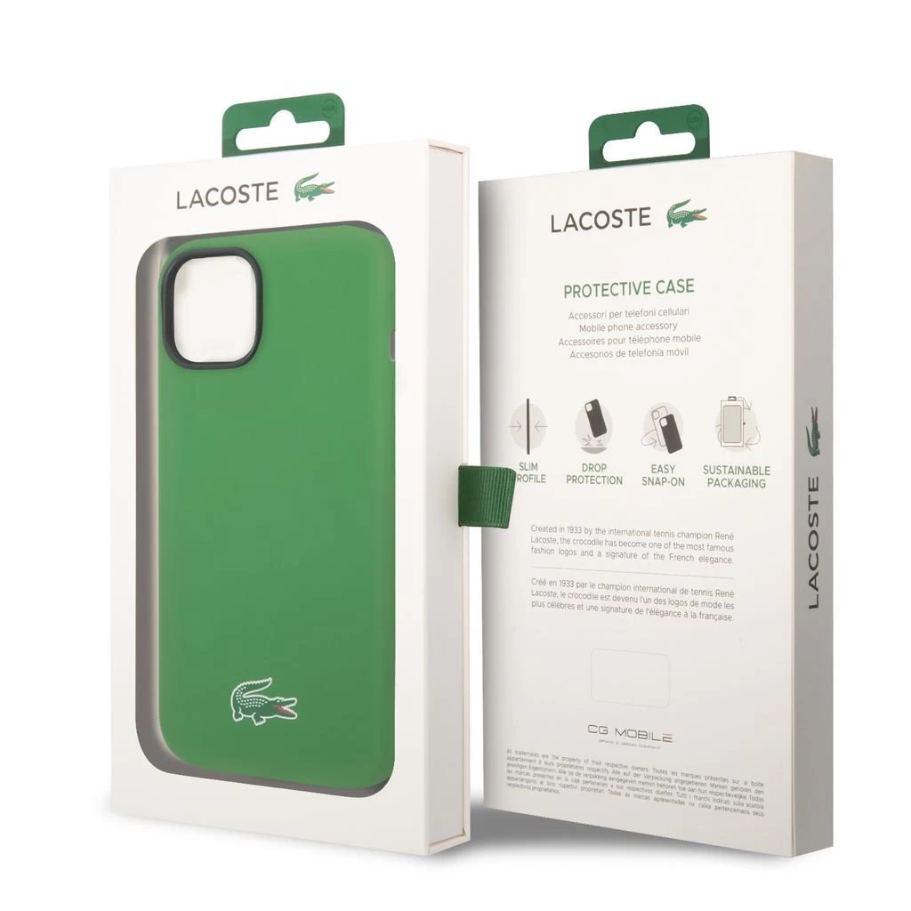 Lacoste Liquid Silicone Microfiber Croc Logo MagSafe hátsó tok iPhone 13/14/15 készülékhez zöld