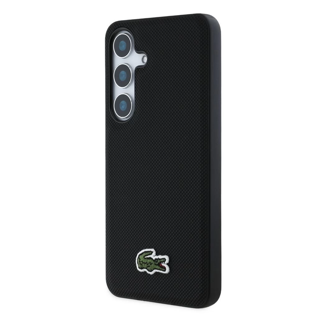 Lacoste Iconic Petit Pique Woven Logo MagSafe hátsó tok Samsung Galaxy S25 készülékhez fekete