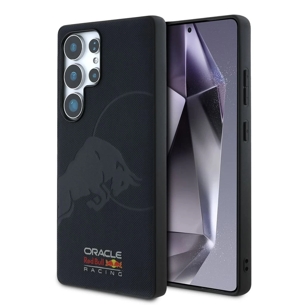 Red Bull Leather Meshed Debossed Logo MagSafe hátsó tok Samsung Galaxy S25 Ultra készülékhez tengerészkék
