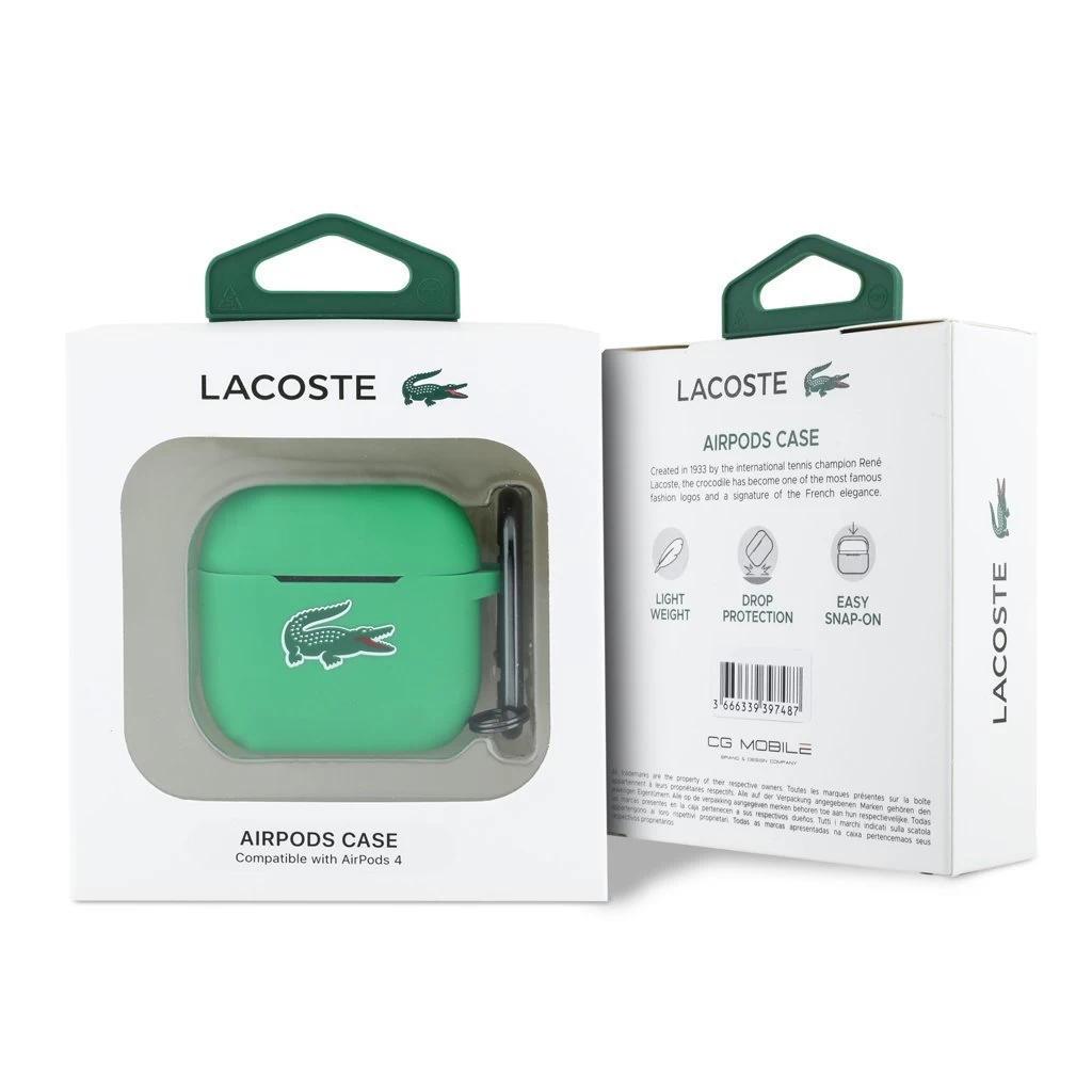 Lacoste Liquid Silicone Croc Logo tok AirPods 4 készülékhez zöld