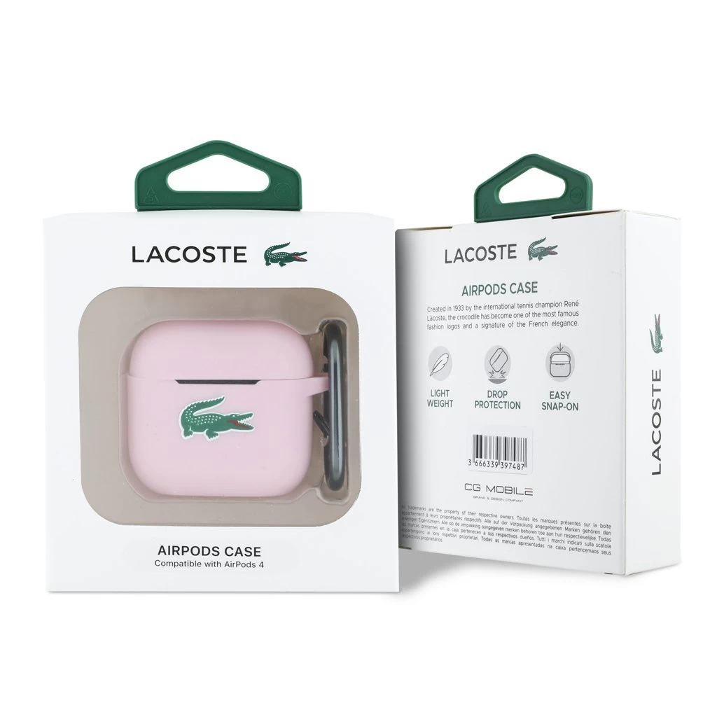 Lacoste Liquid Silicone Croc Logo tok AirPods 4 készülékhez rózsaszín