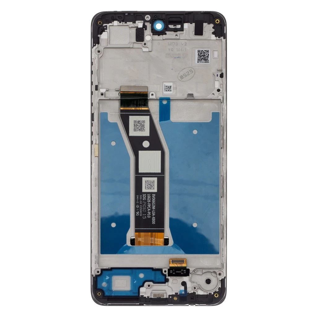 Motorola G04s készülékhez LCD kijelző + érintőkijelző + elölapi tok fekete (Service Pack)