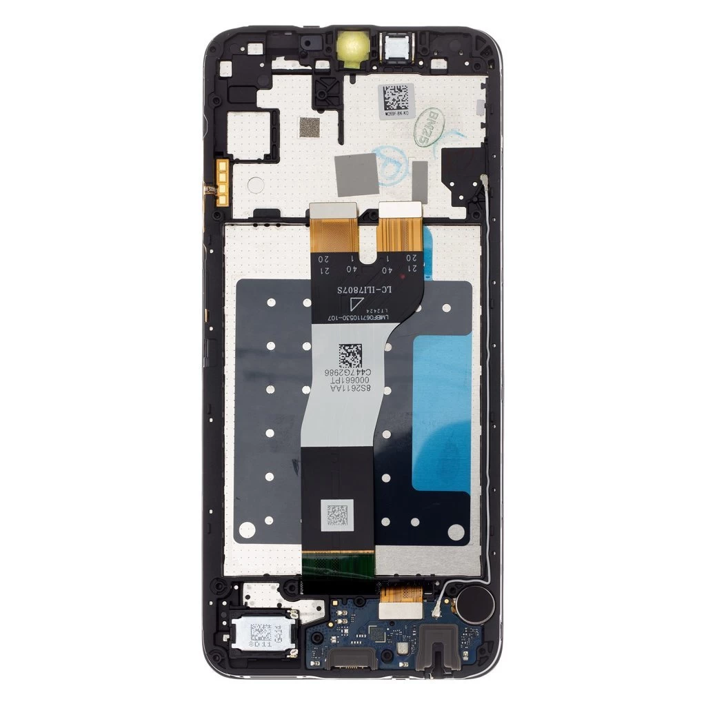 LCD kijelző + Érintő + Elülső üveg + Töltőlap Samsung A057 Galaxy A05s készülékhez fekete (Service Pack)