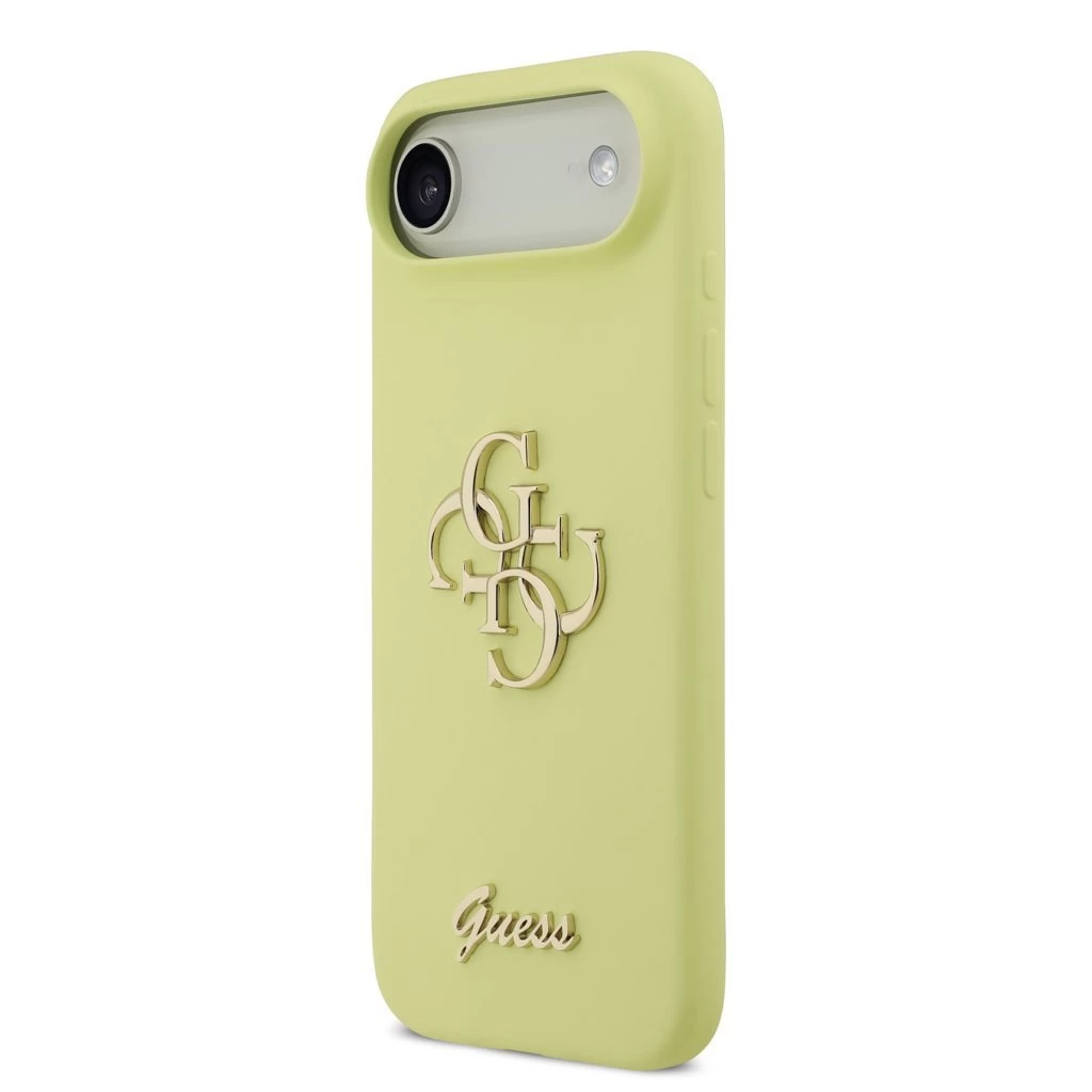 Guess Liquid Silicone 4G Metal Logo tok iPhone 17 Air készülékhez sárga
