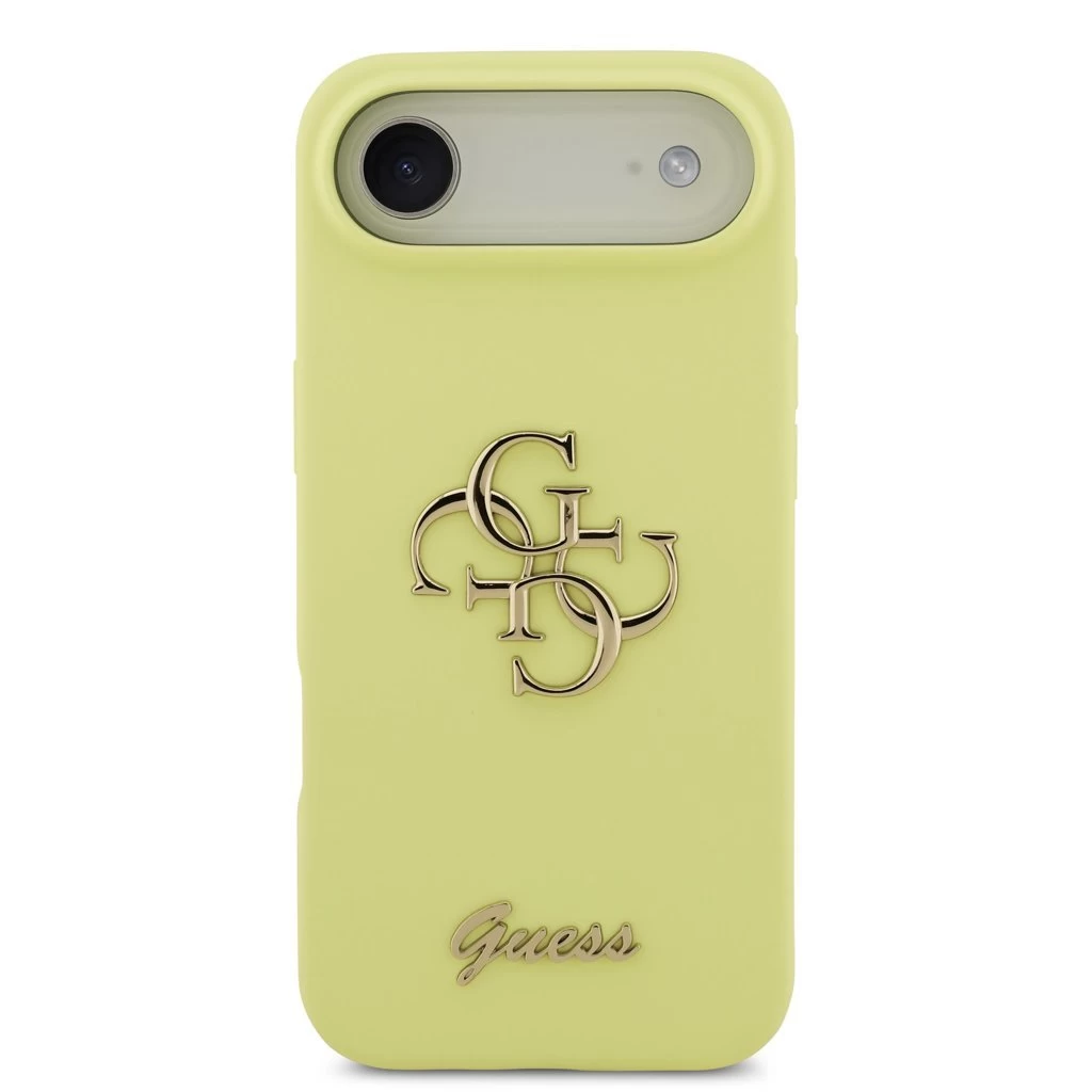 Guess Liquid Silicone 4G Metal Logo tok iPhone 17 Air készülékhez sárga