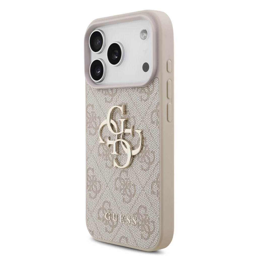 Guess PU 4G Metal Logo Strap tok iPhone 17 Pro készülékhez rózsaszín