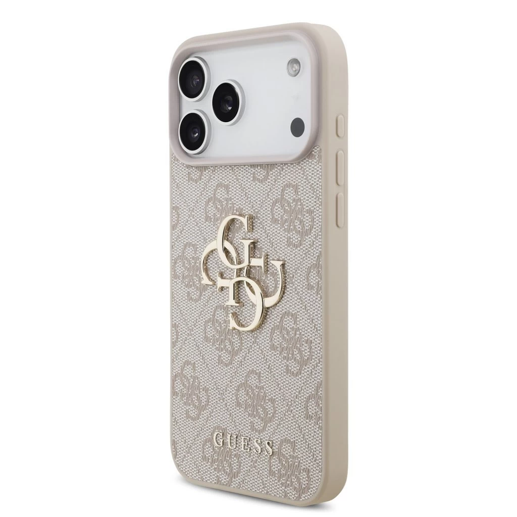 Guess PU 4G Metal Logo Strap tok iPhone 17 Pro Max készülékhez rózsaszín